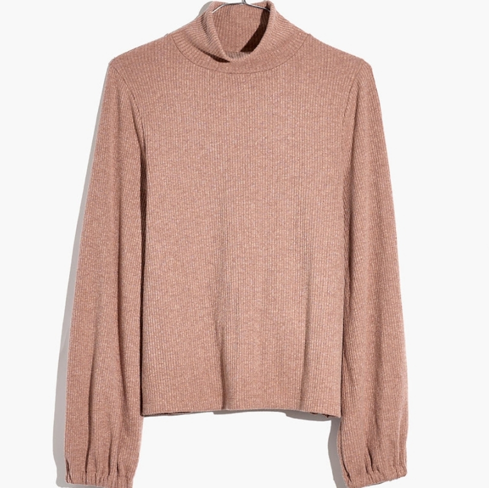Madewell Heathered Bubble Sleeve Swing Turtleneck